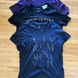 Armani Exchange V-Neck T-Shirts - Black, Blue, Purple